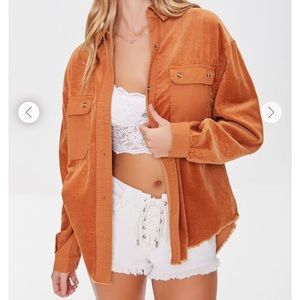 Corduroy frayed shacket